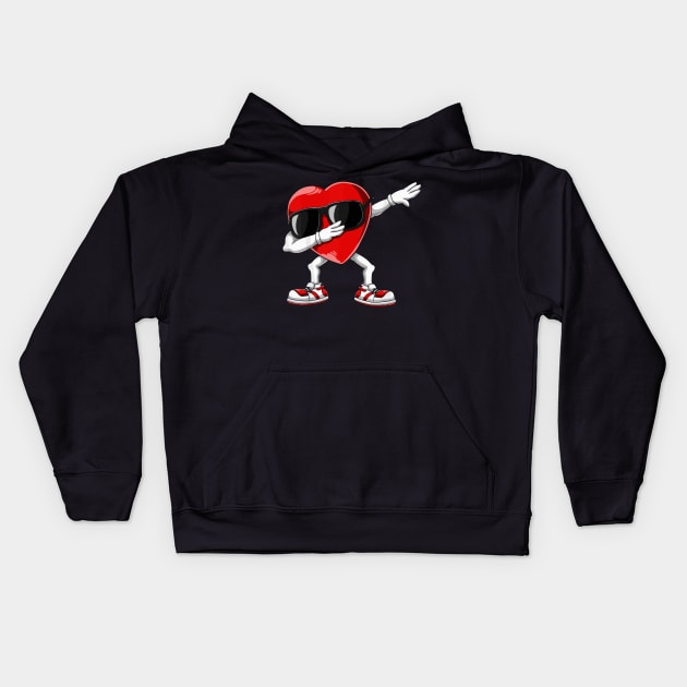 Dabbing Heart Funny Valentines Day Kids Hoodie by Prints by Hitz